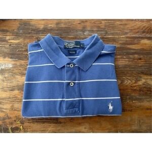 Polo Ralph Lauren Men's Blue White Striped Short Sleeve Polo Shirt Size L